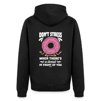Donut Süssigkeiten Donuts Essen Bäcker Geschenk - Unisex Premium Bio Zip Hoodie - Schwarz - Hinten - Nico (187cm)