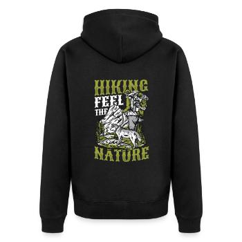 Feel The Nature, National Park, Hiking. - Unisex Premium Organic Zip Hoodie - black - Back - Nico (187cm)