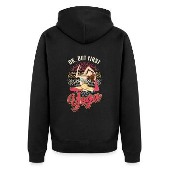 Ok, mais le yoga était le premier, Lotus Namaste - Veste à capuche bio Premium Unisexe - noir - Dos - Nico (187cm)