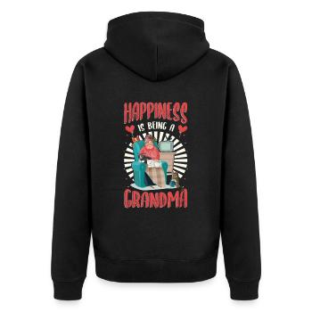 Happiness Is Being A Grandma Pregnancy Announcement - Unisex Premium Organic Zip Hoodie - black - Back - Nico (187cm)