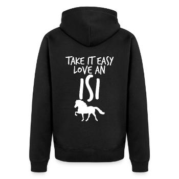 Islandpferd Islandpony Islandpferde - Unisex Premium Bio Zip Hoodie - Schwarz - Hinten - Nico (187cm)