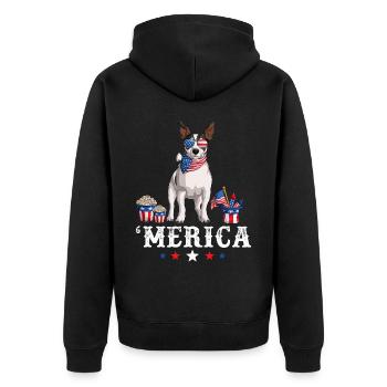 Jack Russell Merica 4 juillet Chien Drapeau américain - Veste à capuche bio Premium Unisexe - noir - Dos - Nico (187cm)