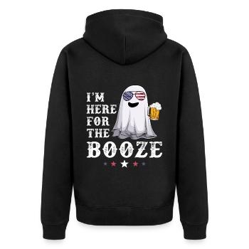 Ghost Booze 4th of July USA American Flag Beer - Unisex Premium Bio Zip Hoodie - Schwarz - Hinten - Nico (187cm)