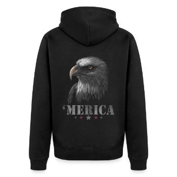 Eagle Patriotic Merica Men Women 4th of July USA - Unisex Premium Organic Zip Hoodie - black - Back - Nico (187cm)