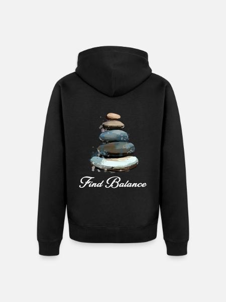 Rock Balancing Stone Stacking Balance - Unisex Premium Organic Zip Hoodie - black