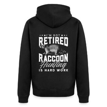 Retro Raccoon Hunting Raccoon Hunter Hunting Vacation - Unisex Premium Organic Zip Hoodie - black - Back - Nico (187cm)