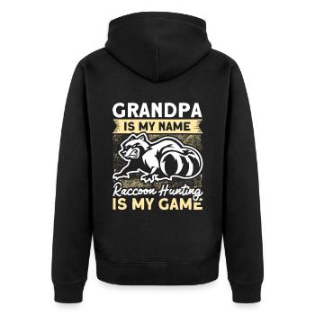 Grandpa Raccoon Hunting Raccoon Hunter Hunting Vacation - Unisex Premium Organic Zip Hoodie - black - Back - Nico (187cm)