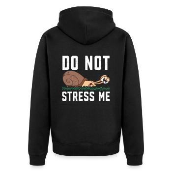 Mach mir keinen Stress Runner Marathon Bekleidung - Unisex Premium Bio Zip Hoodie - Schwarz - Hinten - Nico (187cm)