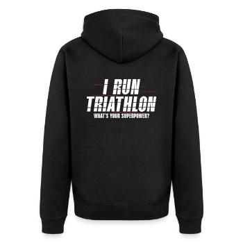 Ich Laufe Triathlon Triathlon Athlet Schwimmen - Unisex Premium Bio Zip Hoodie - Schwarz - Hinten - Nico (187cm)