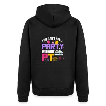 Physiotherapeut - Unisex Premium Bio Zip Hoodie - Schwarz - Hinten - Nico (187cm)