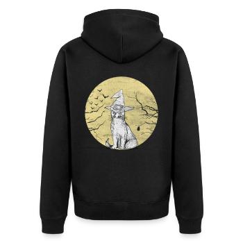Gothic Cat Whisperer Meow Kitty Kitten Halloween - Unisex Premium Organic Zip Hoodie - black - Back - Nico (187cm)