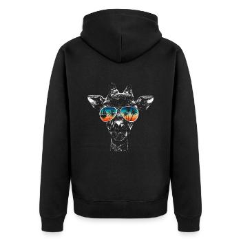 Giraffe mit cooler Sonnen Brille für Urlauber - Unisex Premium Bio Zip Hoodie - Schwarz - Hinten - Nico (187cm)