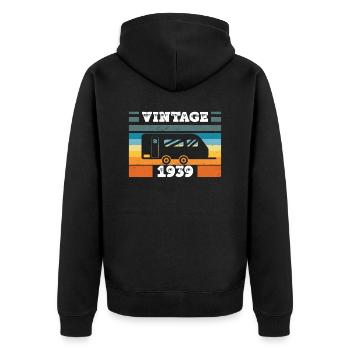 Campingwagen Camping Jahrgang 1939 Geburtstags - Unisex Premium Bio Zip Hoodie - Schwarz - Hinten - Nico (187cm)