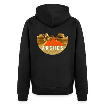 Vintage - Parc national d’Arches Peak - Veste à capuche bio Premium Unisexe - noir - Dos - Nico (187cm)