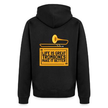 Trombone - Unisex Premium Organic Zip Hoodie - black - Back - Nico (187cm)