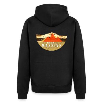Vintages USA Hiking - Mountain Massif - Unisex Premium Organic Zip Hoodie - black - Back - Nico (187cm)
