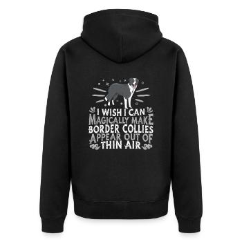 Border Collie Hund - Unisex Premium Bio Zip Hoodie - Schwarz - Hinten - Nico (187cm)
