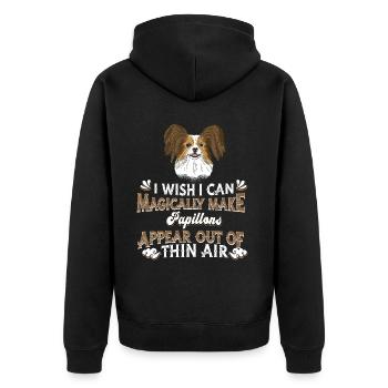 Papillon Hund - Unisex Premium Bio Zip Hoodie - Schwarz - Hinten - Nico (187cm)