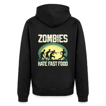 Zombie Hass Fast Food Läufer Marathon Kleidung - Unisex Premium Bio Zip Hoodie - Schwarz - Hinten - Nico (187cm)