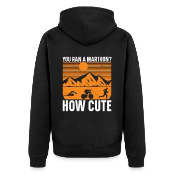 Sie Laufen Einen Marathon Wie Niedlich Triathlon - Unisex Premium Bio Zip Hoodie - Schwarz - Hinten - Nico (187cm)
