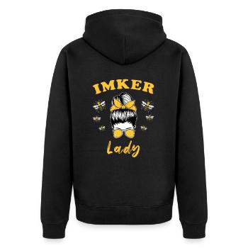 Imker Lady Imker Frauen - Unisex Premium Bio Zip Hoodie - Schwarz - Hinten - Nico (187cm)