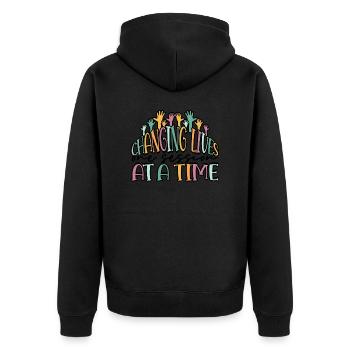 Leben in einer Sitzung nach der anderen verändern - Mental - Unisex Premium Bio Zip Hoodie - Schwarz - Hinten - Nico (187cm)