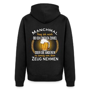 Biertrinker Biergarten Outfit Geschenk - Unisex Premium Bio Zip Hoodie - Schwarz - Hinten - Nico (187cm)