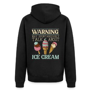 Kann spontan über Eisbecher sprechen - Unisex Premium Bio Zip Hoodie - Schwarz - Hinten - Nico (187cm)