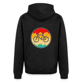 Fahrrad Retro - Unisex Premium Bio Zip Hoodie - Schwarz - Hinten - Nico (187cm)