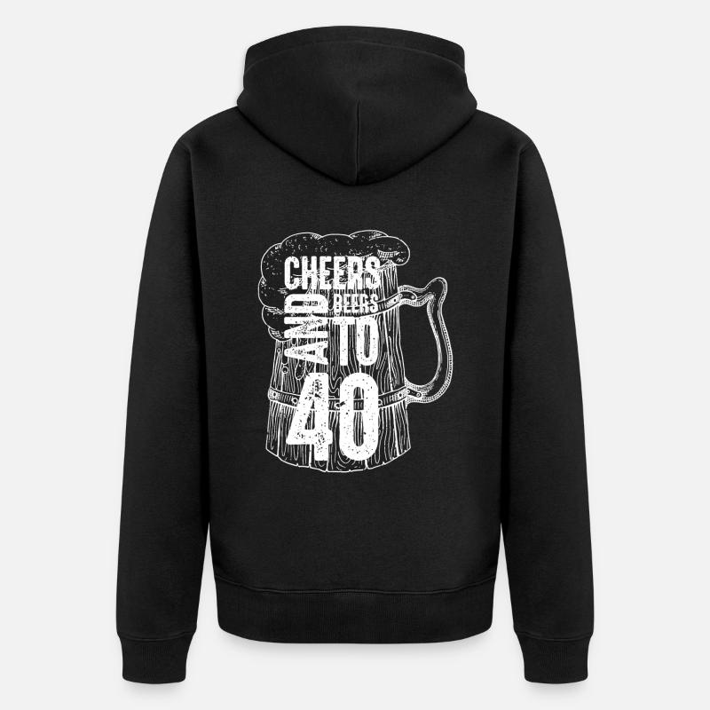 Acclamations et bières pour le 40e anniversaire - Veste à capuche bio Premium Unisexe - noir