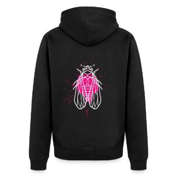 Cicada Colourful - Unisex Premium Organic Zip Hoodie - black - Back - Nico (187cm)