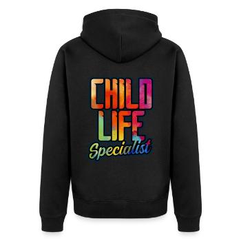 Child Life Specialist - Unisex Premium Organic Zip Hoodie - black - Back - Nico (187cm)