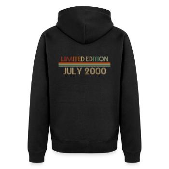 22. Geburtstag Juli Jahrgang 2000 Geschenkidee - Unisex Premium Bio Zip Hoodie - Schwarz - Hinten - Nico (187cm)