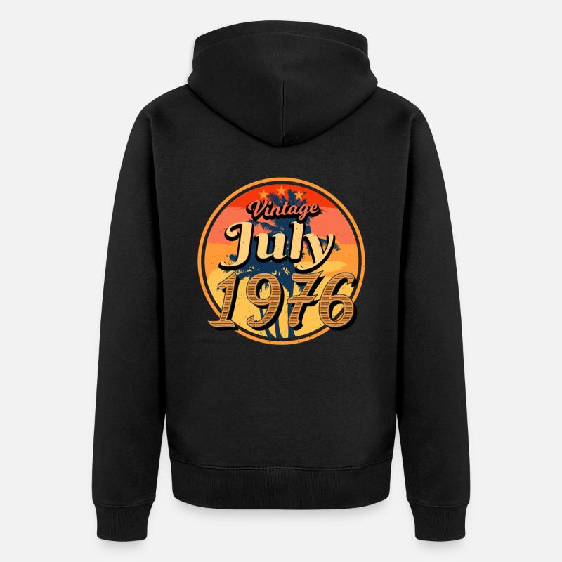 1976 Naissance en juillet - Veste à capuche bio Premium Unisexe - noir