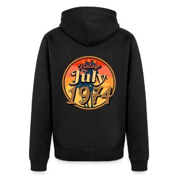 1974 Naissance en juillet - Veste à capuche bio Premium Unisexe - noir - Dos - Nico (187cm)