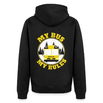 My Bus My Rules School Bus Drivers Student Transport - Unisex Premium Organic Zip Hoodie - black - Back - Nico (187cm)