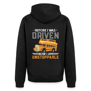 Before I was driven Now I am unstoppable - Unisex Premium Organic Zip Hoodie - black - Back - Nico (187cm)