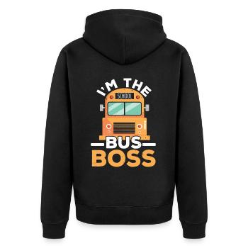 The bus boss school bus driver Student Delivery - Unisex Premium Organic Zip Hoodie - black - Back - Nico (187cm)