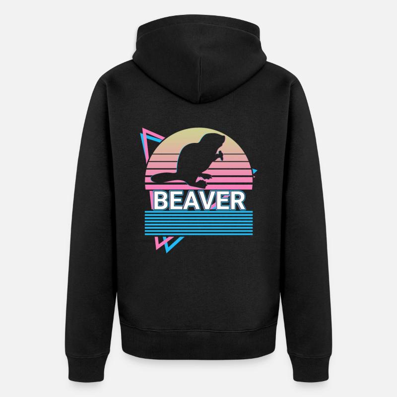 Cadeau rétro Castor - Veste à capuche bio Premium Unisexe - noir
