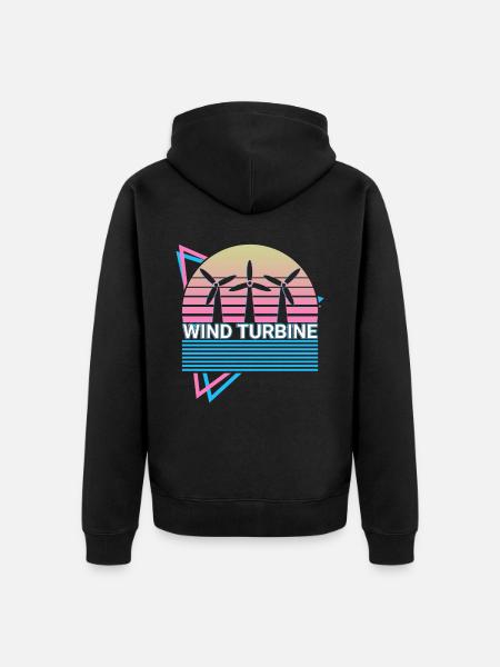 Wind Turbine Retro Gift - Unisex Premium Organic Zip Hoodie - black