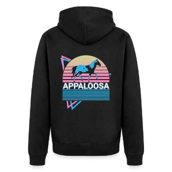 Appaloosa Pferd Retro Geschenk - Unisex Premium Bio Zip Hoodie - Schwarz - Hinten - Nico (187cm)