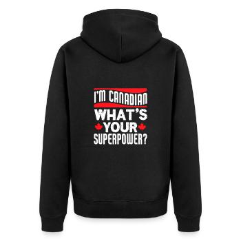 Kanada - Unisex Premium Bio Zip Hoodie - Schwarz - Hinten - Nico (187cm)