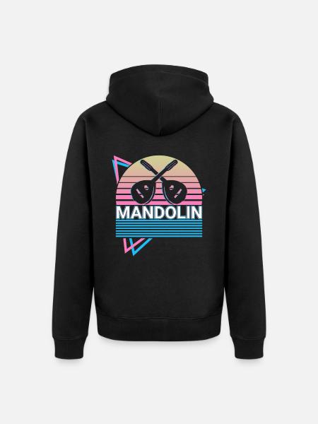 Mandolin Guitar Retro Gift - Unisex Premium Organic Zip Hoodie - black