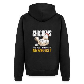 Huhn - Unisex Premium Bio Zip Hoodie - Schwarz - Hinten - Nico (187cm)
