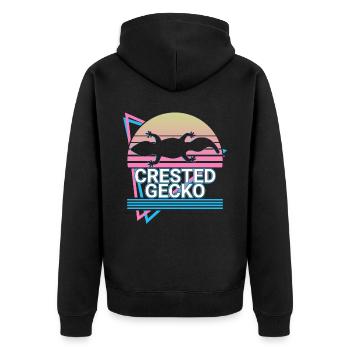 Schopfgecko Retro Geschenk - Unisex Premium Bio Zip Hoodie - Schwarz - Hinten - Nico (187cm)