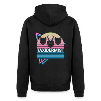 Tierpräparator Taxidermie Retro Geschenk - Unisex Premium Bio Zip Hoodie - Schwarz - Hinten - Nico (187cm)