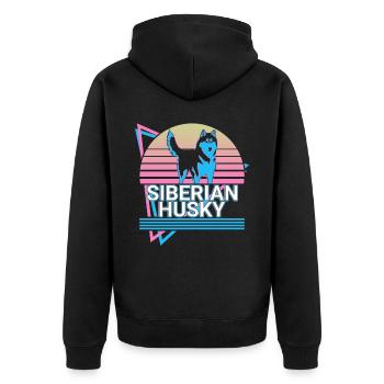 Cadeau rétro Husky Sibérien - Veste à capuche bio Premium Unisexe - noir - Dos - Nico (187cm)