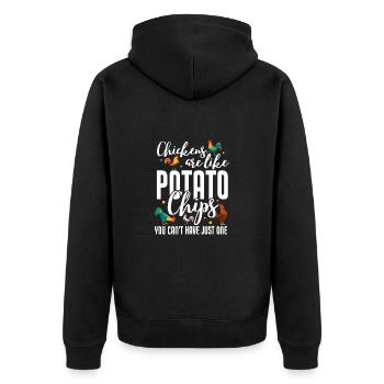Huhn Bauernhof Geflügel Hahn Hühner Geschenk - Unisex Premium Bio Zip Hoodie - Schwarz - Hinten - Nico (187cm)