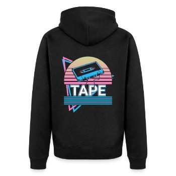 Cassette Tape Retro Gift - Unisex Premium Organic Zip Hoodie - black - Back - Nico (187cm)