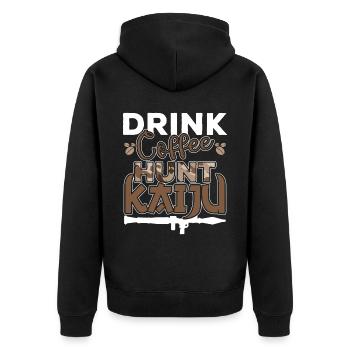 Lustiges Kaiju Japanisches Monster Geschenk - Unisex Premium Bio Zip Hoodie - Schwarz - Hinten - Nico (187cm)